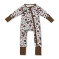 Bull skull cactus pumpkin boy western fall zipper romper