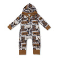 Long sleeves bull skull cow western baby boy hooded romper
