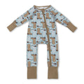 long sleeves blue western boots stars baby romper