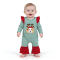 Dog Christmas lighting embroidery baby girls romper