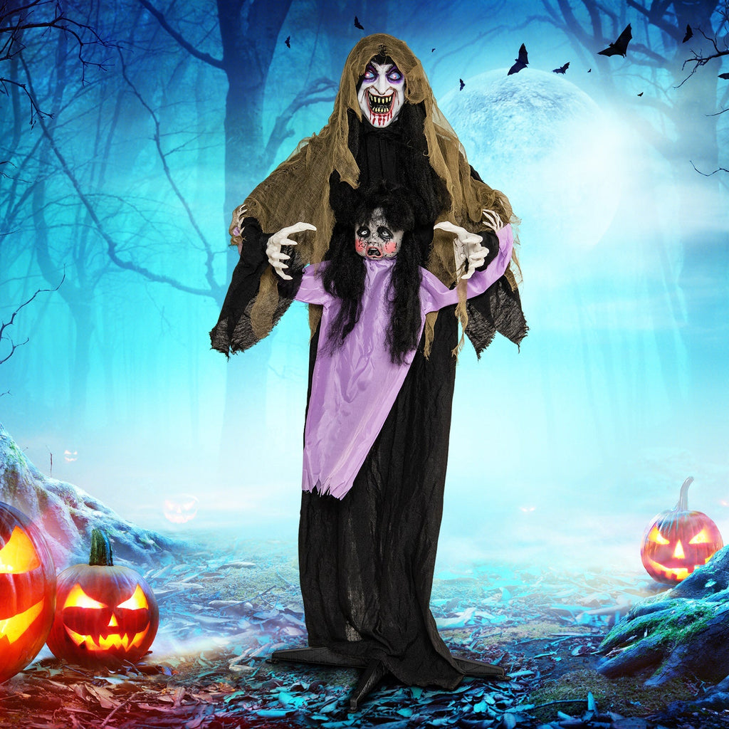 Lighted and Animated Halloween Decoration Outdoor Vampire with LED for Yard Lawn