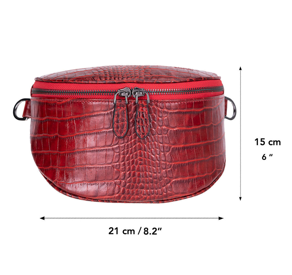 Alora Leather Bag – Croc-Embossed Leather Men & Women Crossbody & Belt Bag for Everyday Elegance | Minimal & Handcrafted
