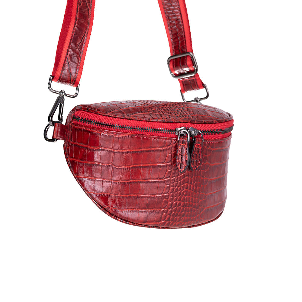 Alora Leather Bag – Croc-Embossed Leather Men & Women Crossbody & Belt Bag for Everyday Elegance | Minimal & Handcrafted