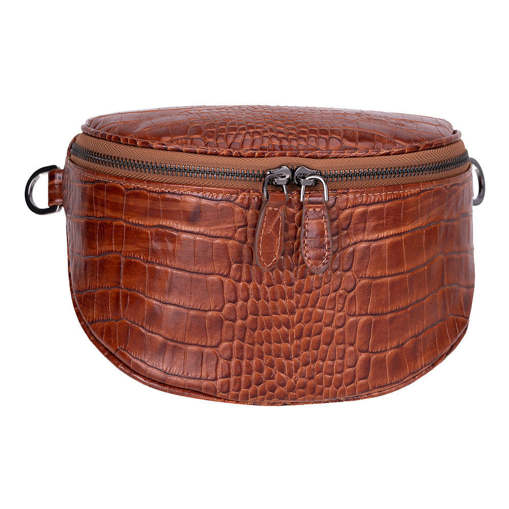 Alora Leather Bag – Croc-Embossed Leather Men & Women Crossbody & Belt Bag for Everyday Elegance | Minimal & Handcrafted
