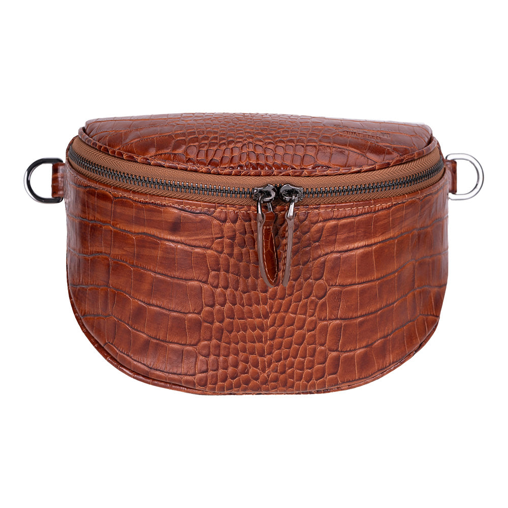 Alora Leather Bag – Croc-Embossed Leather Men & Women Crossbody & Belt Bag for Everyday Elegance | Minimal & Handcrafted