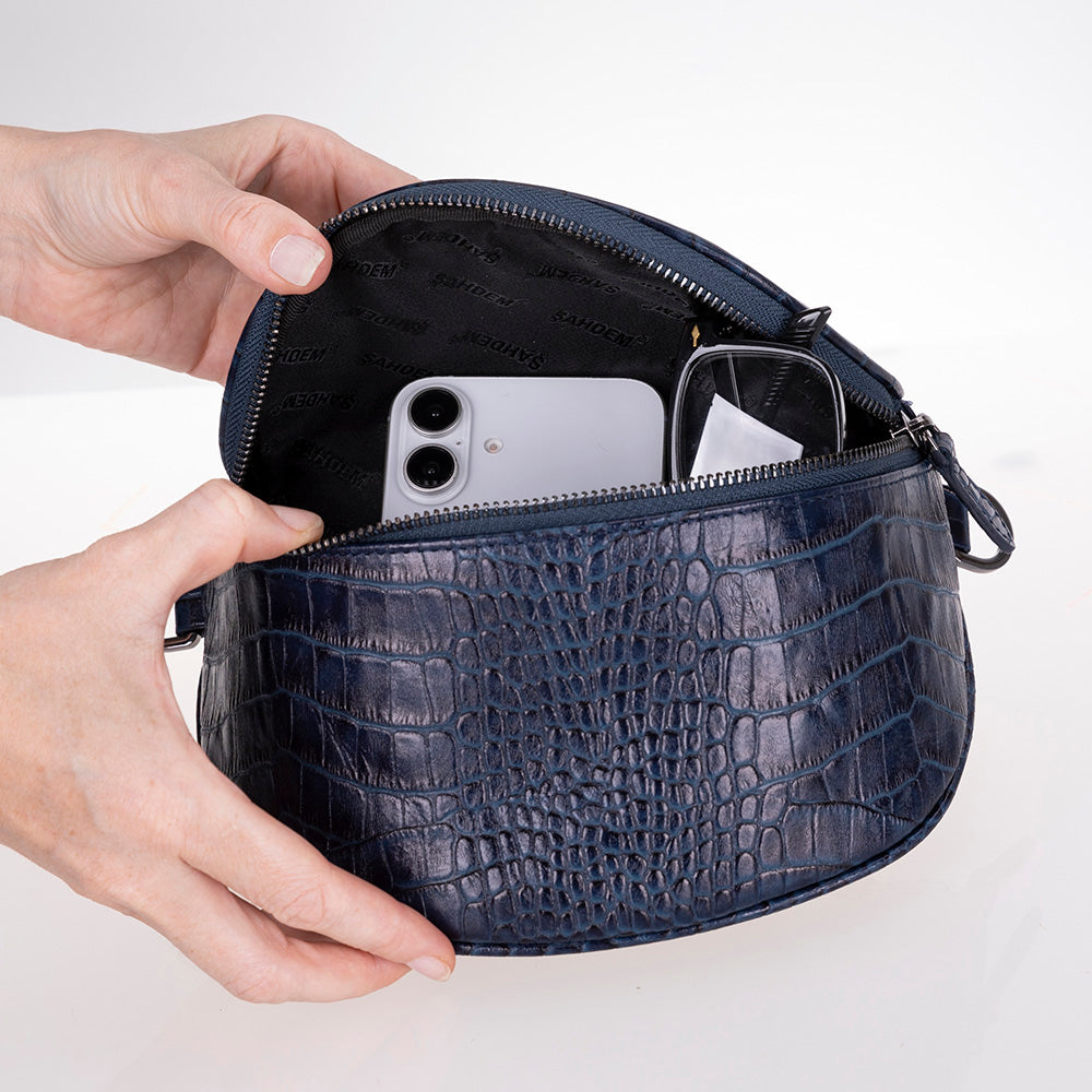 Alora Leather Bag – Croc-Embossed Leather Men & Women Crossbody & Belt Bag for Everyday Elegance | Minimal & Handcrafted