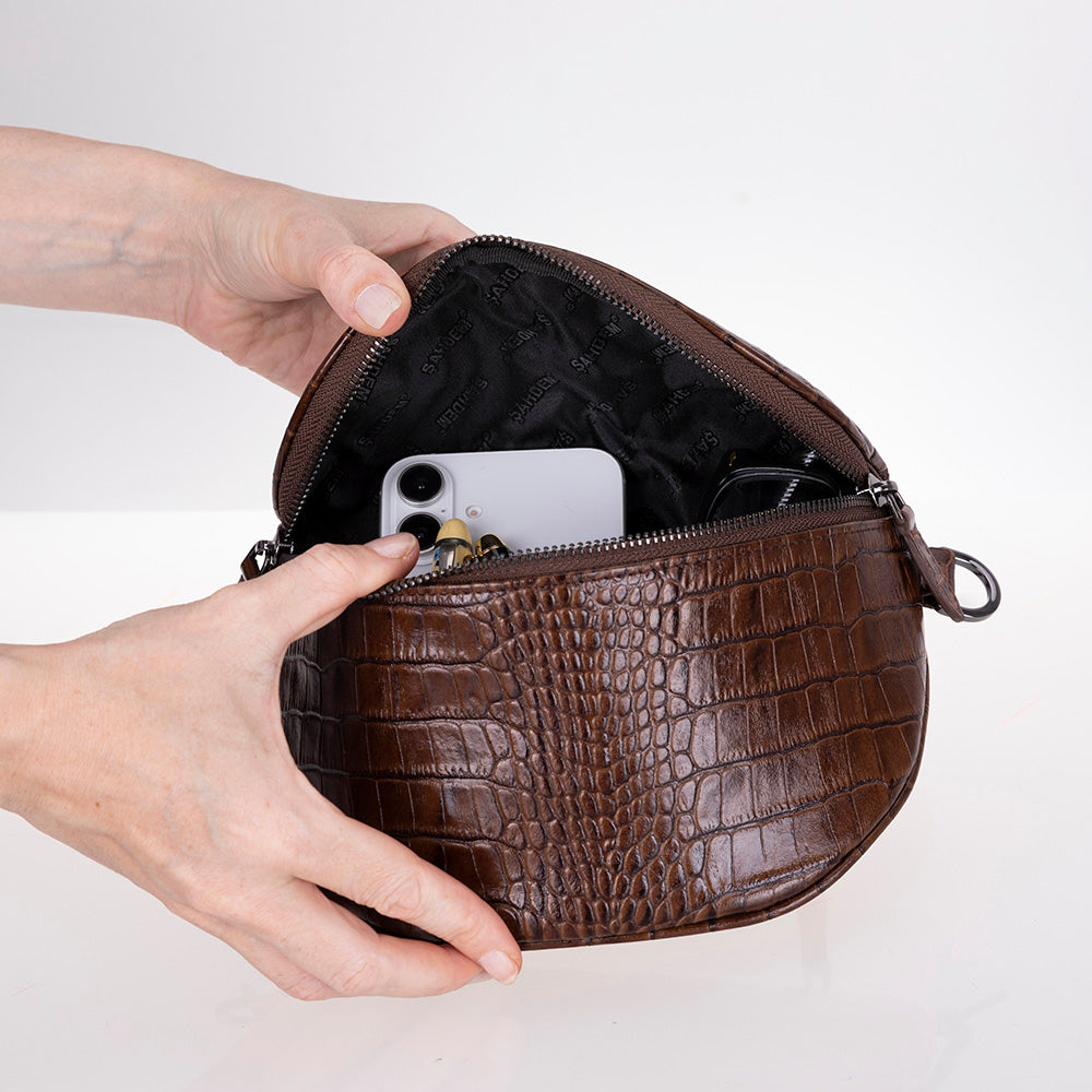 Alora Leather Bag – Croc-Embossed Leather Men & Women Crossbody & Belt Bag for Everyday Elegance | Minimal & Handcrafted