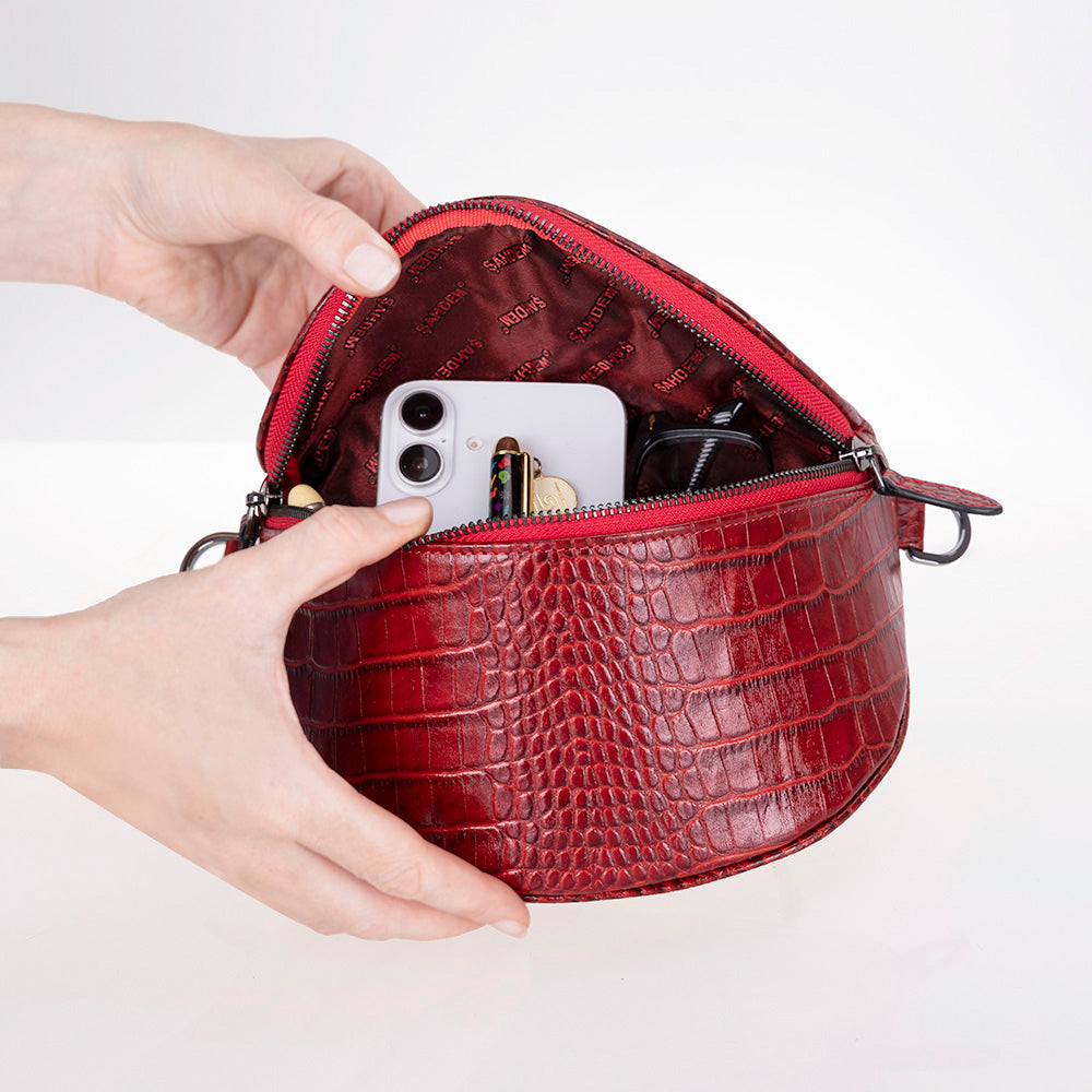 Alora Leather Bag – Croc-Embossed Leather Men & Women Crossbody & Belt Bag for Everyday Elegance | Minimal & Handcrafted