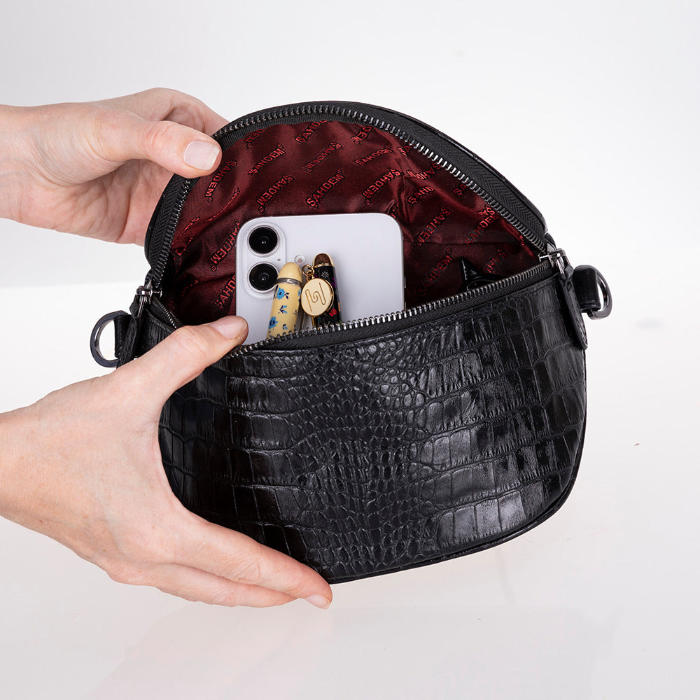 Alora Leather Bag – Croc-Embossed Leather Men & Women Crossbody & Belt Bag for Everyday Elegance | Minimal & Handcrafted