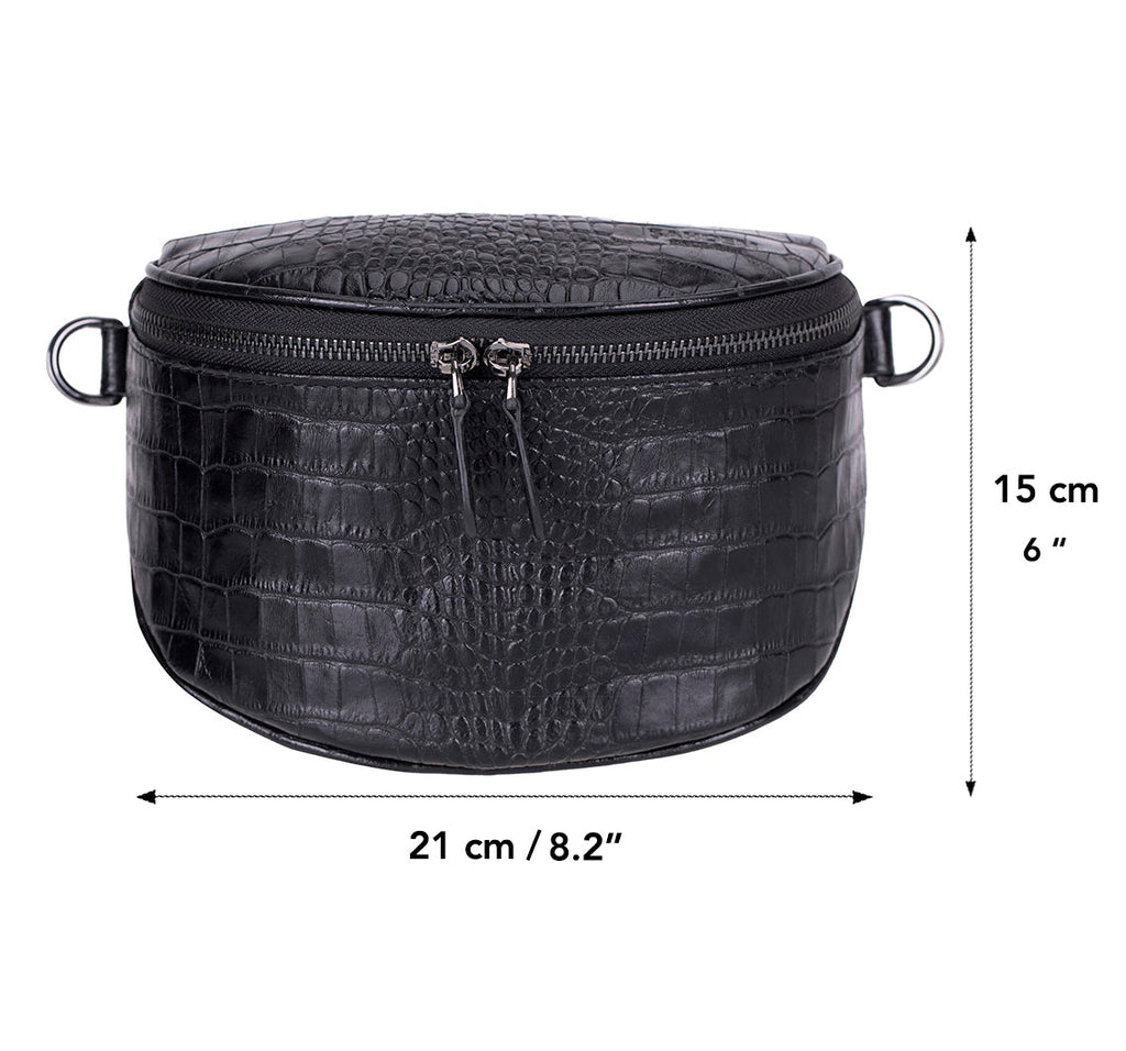 Alora Leather Bag – Croc-Embossed Leather Men & Women Crossbody & Belt Bag for Everyday Elegance | Minimal & Handcrafted