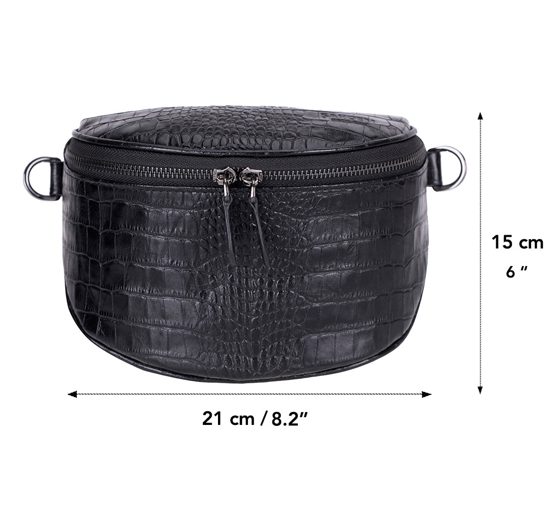 Alora Leather Bag – Croc-Embossed Leather Men & Women Crossbody & Belt Bag for Everyday Elegance | Minimal & Handcrafted