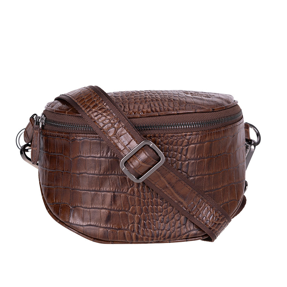 Alora Leather Bag – Croc-Embossed Leather Men & Women Crossbody & Belt Bag for Everyday Elegance | Minimal & Handcrafted