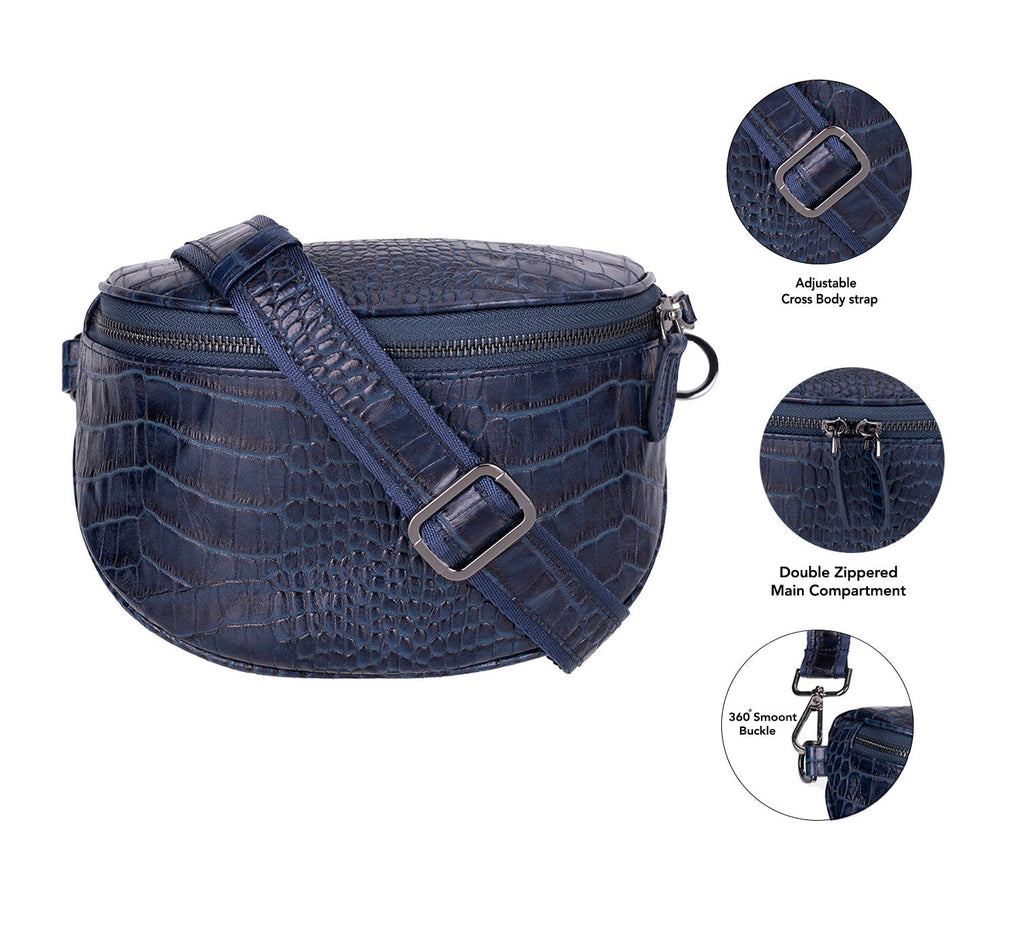 Alora Leather Bag – Croc-Embossed Leather Men & Women Crossbody & Belt Bag for Everyday Elegance | Minimal & Handcrafted