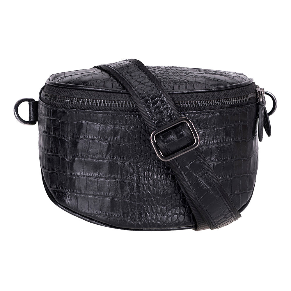 Alora Leather Bag – Croc-Embossed Leather Men & Women Crossbody & Belt Bag for Everyday Elegance | Minimal & Handcrafted