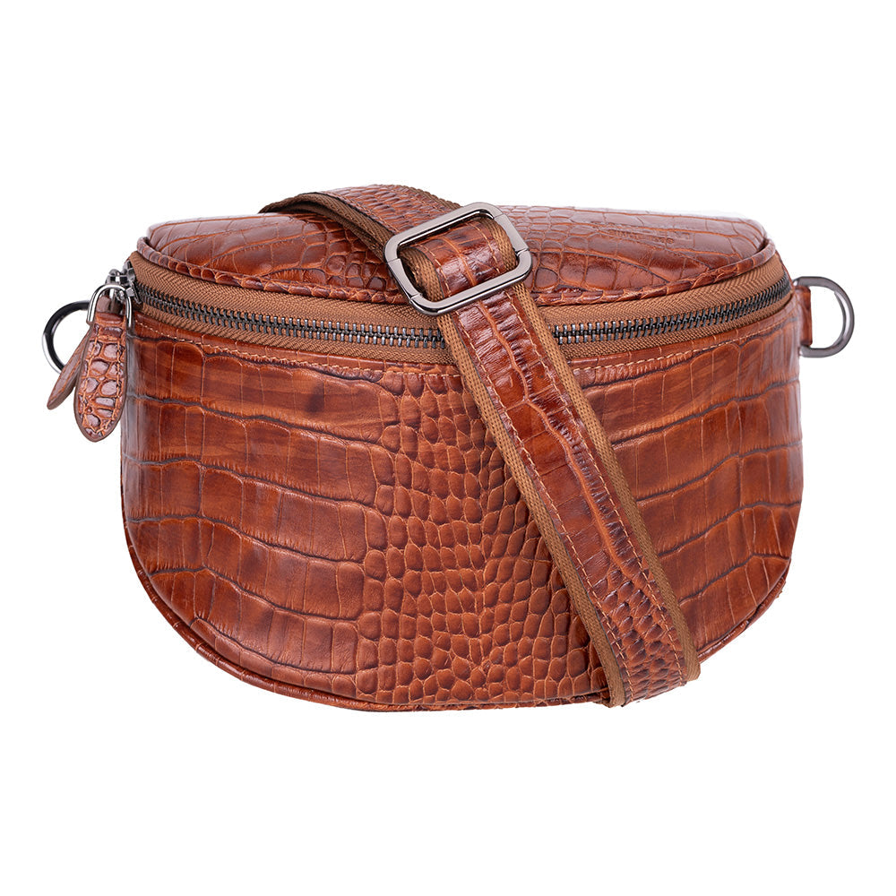 Alora Leather Bag – Croc-Embossed Leather Men & Women Crossbody & Belt Bag for Everyday Elegance | Minimal & Handcrafted