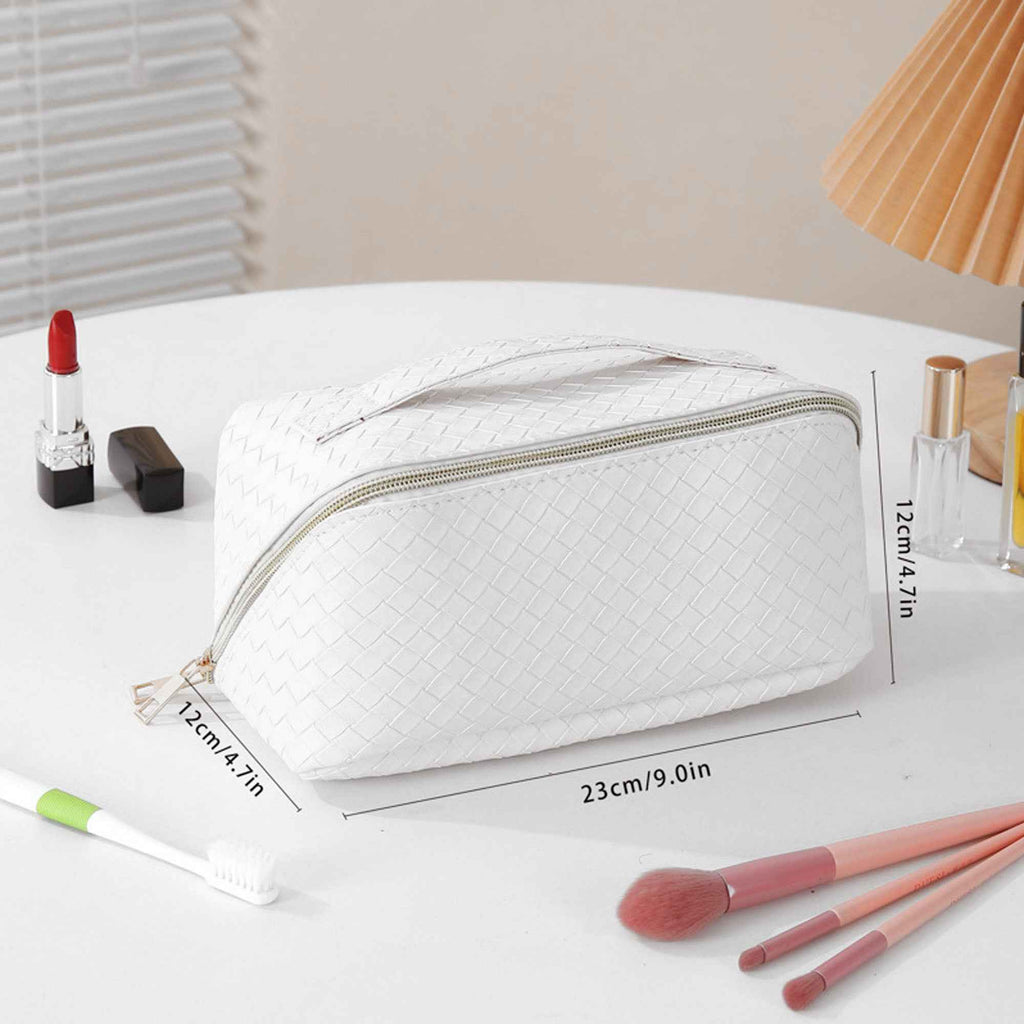 Water Resist PU Leather Makeup Bag Large Capacity Travel Toiletry Pouch