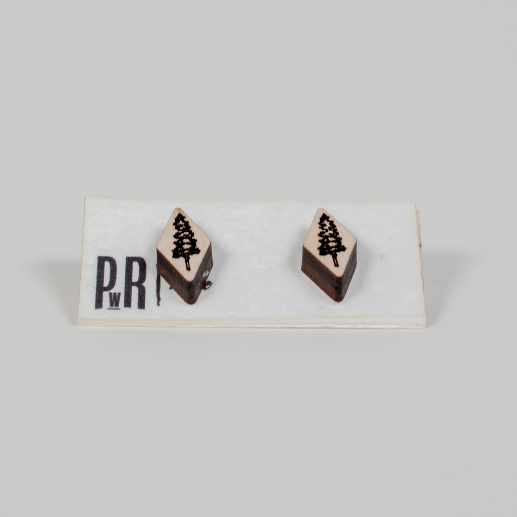 Small Wood Stud Earrings | 14 Geometric Designs