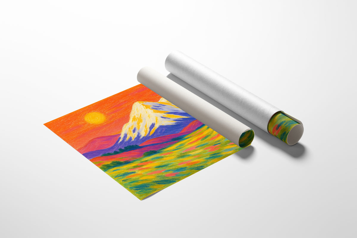 Vibrant Mountain Sunset with Flowery Meadow