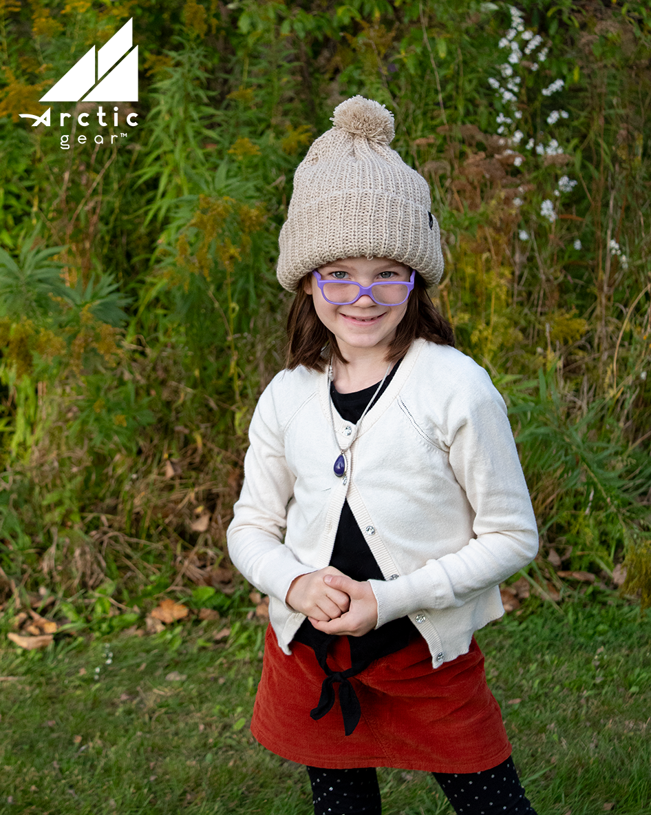 Adult Acrylic Ribbed Cuff with Matching Pom Hat
