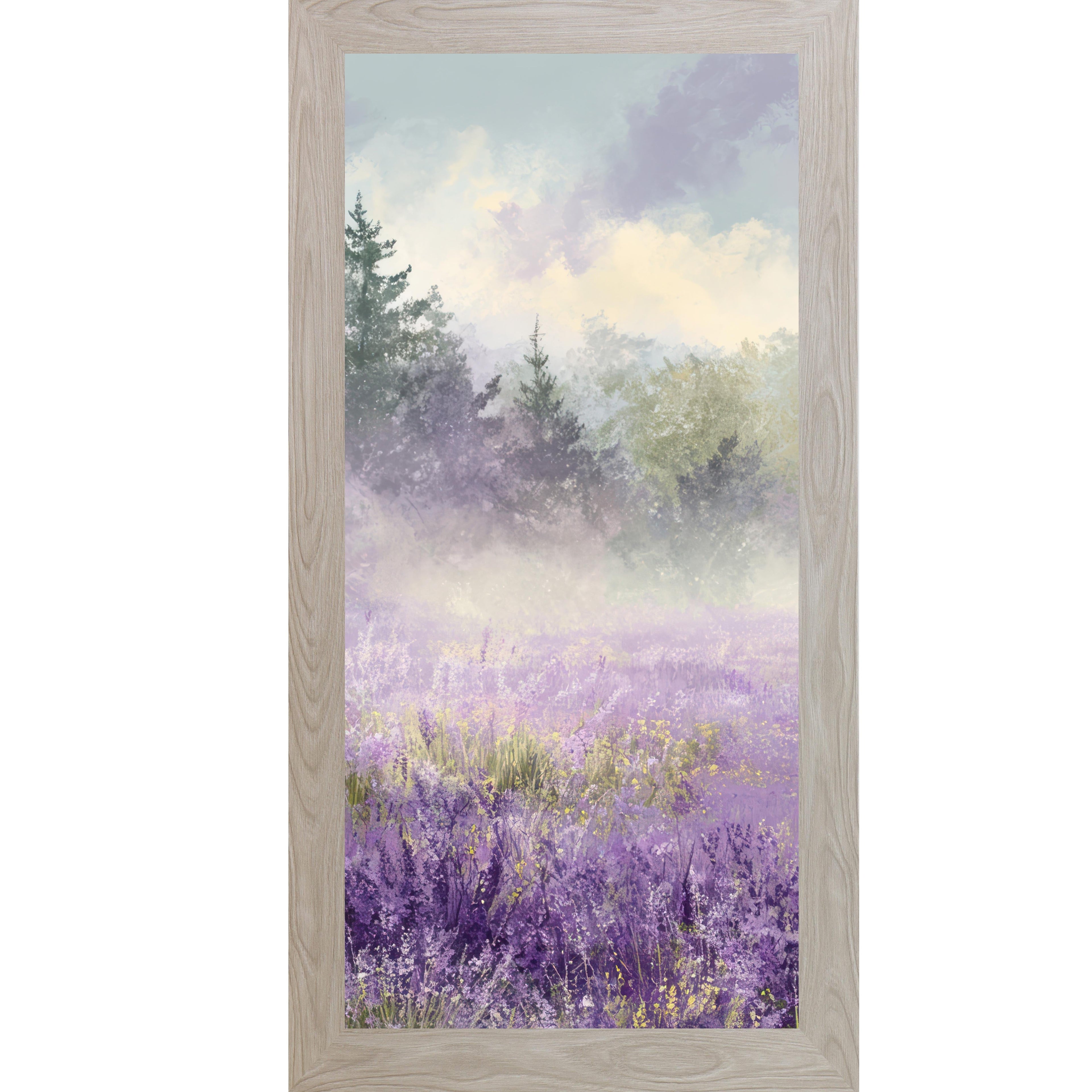 Lavender Field Wall Art – Misty Purple Wildflower Forest Tall Portrait Farmhouse Floral Decor (SB746)