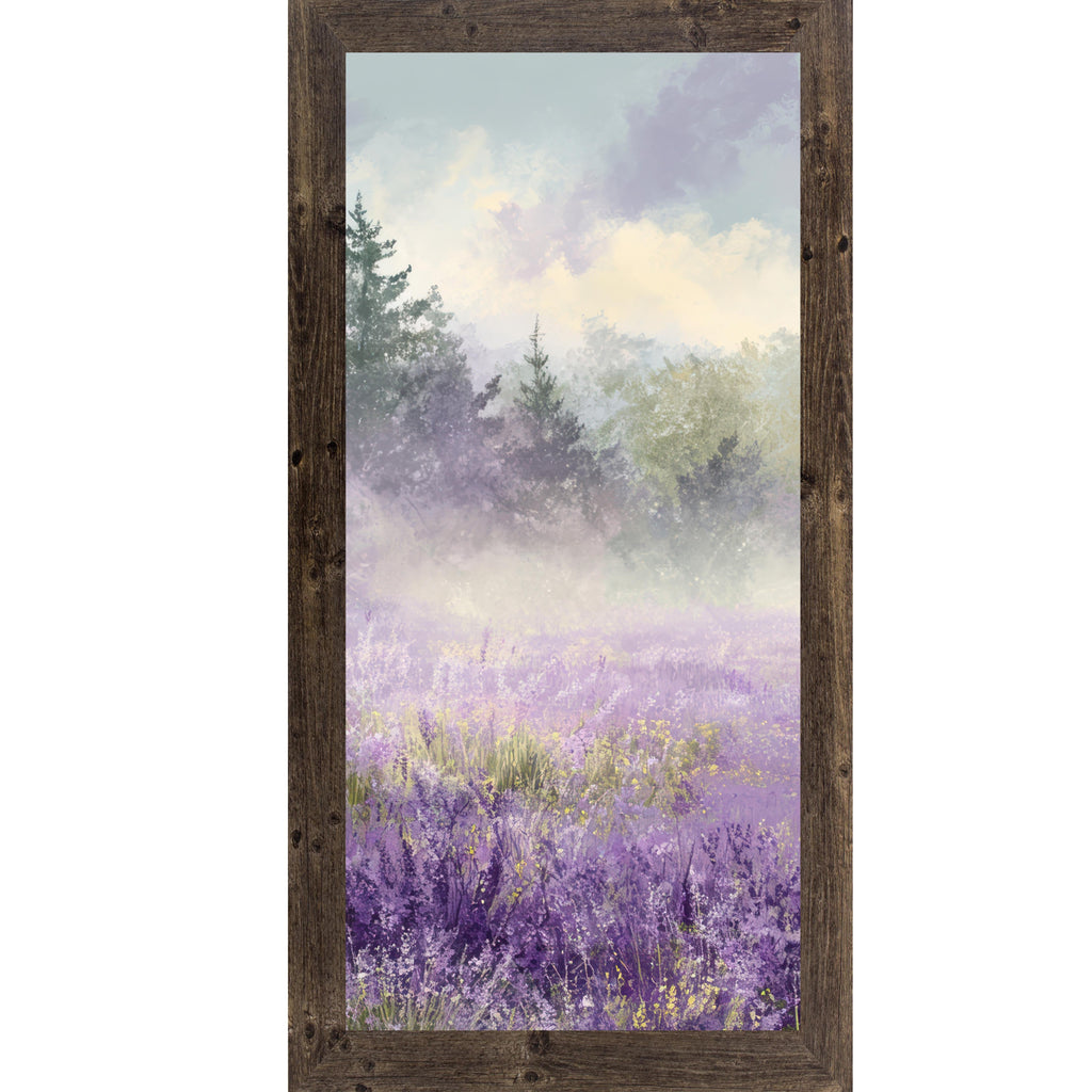 Lavender Field Wall Art – Misty Purple Wildflower Forest Tall Portrait Farmhouse Floral Decor (SB746)