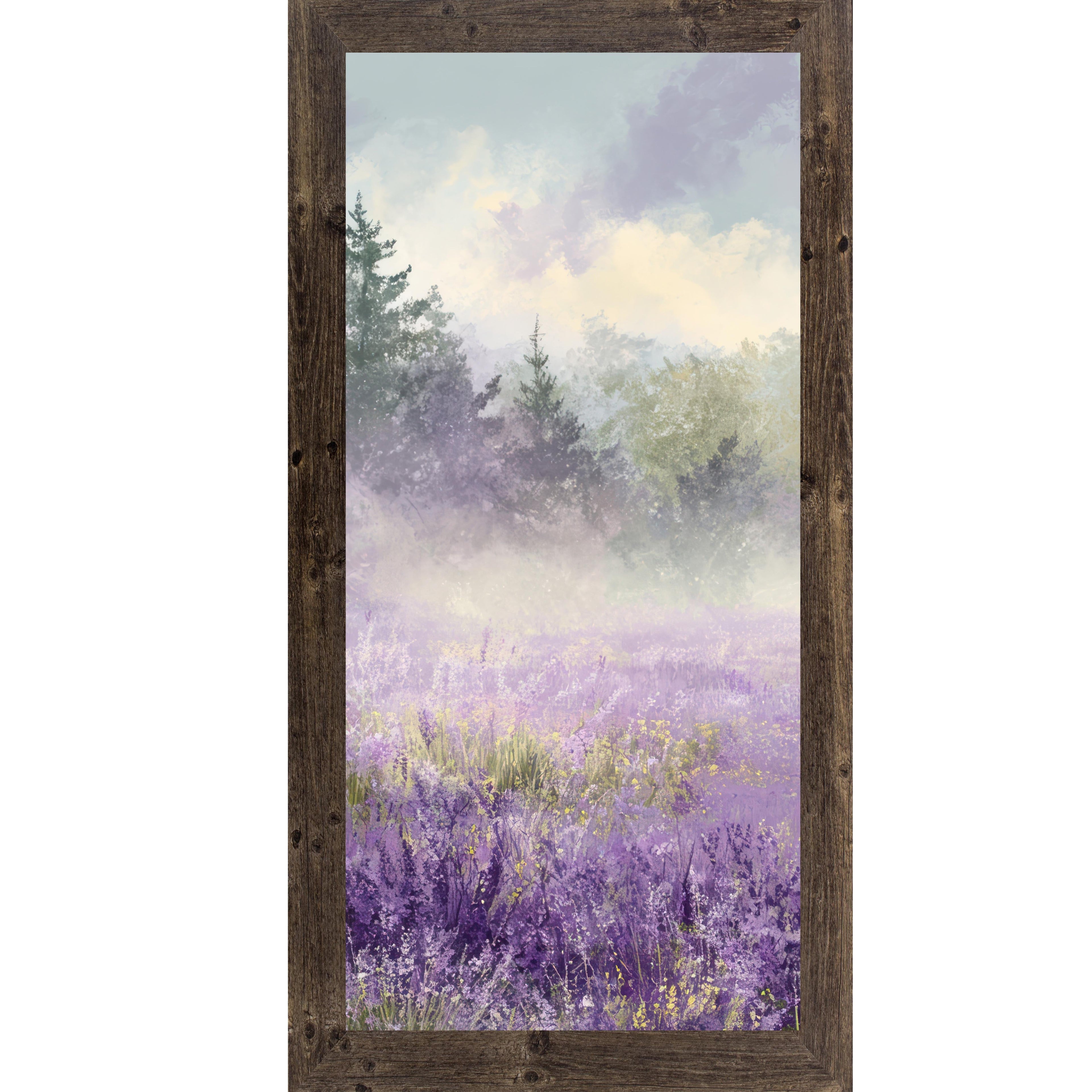 Lavender Field Wall Art – Misty Purple Wildflower Forest Tall Portrait Farmhouse Floral Decor (SB746)