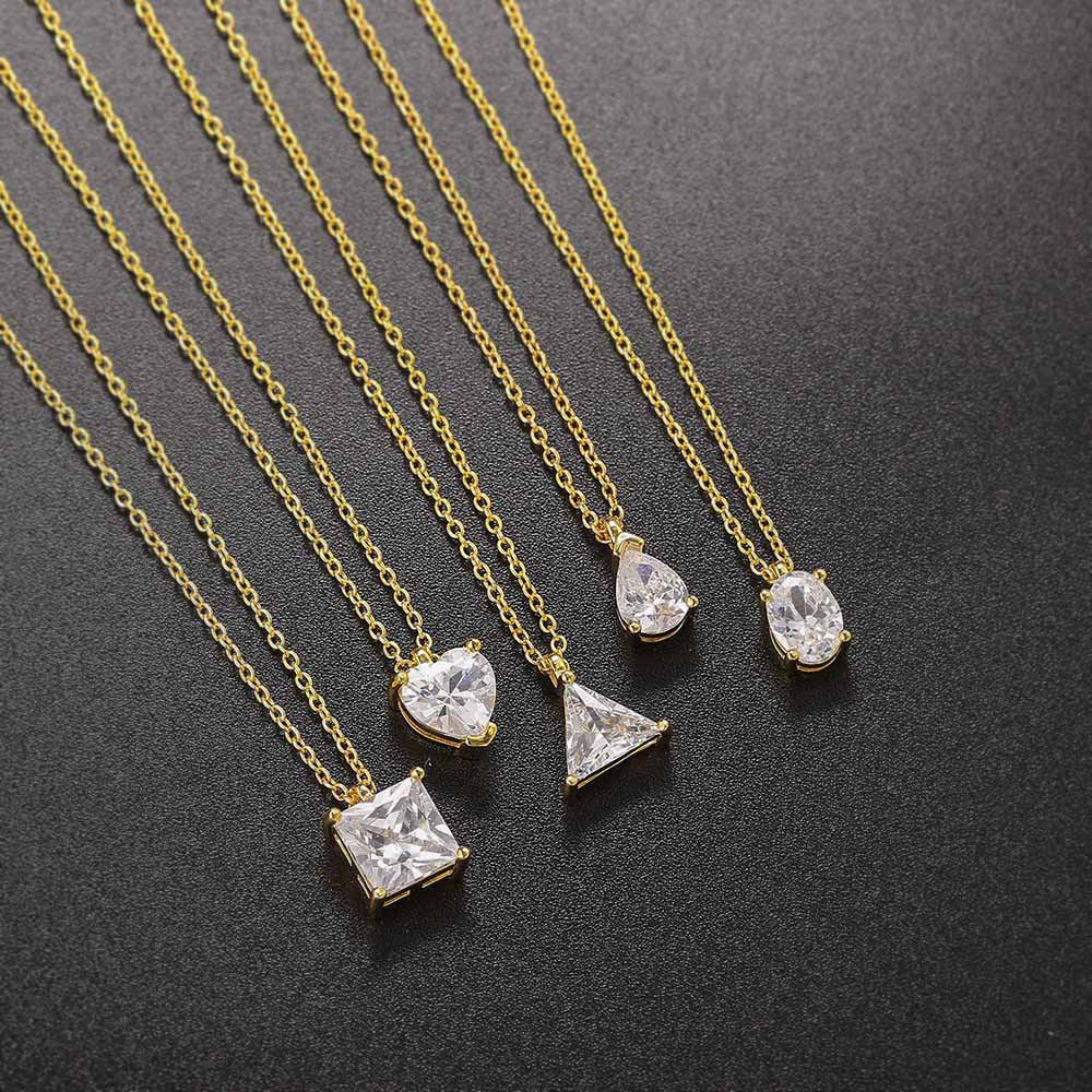 Single Zircon Pendant Necklace