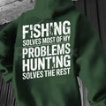 Outdoorsman’s Therapy Hoodie – Fishing & Hunting Problem Solver Pullover, Rugged Sportsman Apparel, Unisex