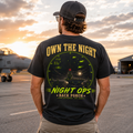 Own the Night Night Ops Comfort Colors Black Aircraft Carrier T-Shirt | Military Aviation Graphic Tee
