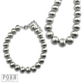 Large brushed bead necklace