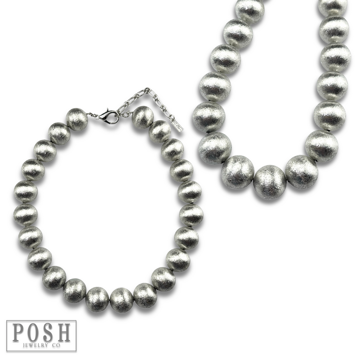 Large brushed bead necklace