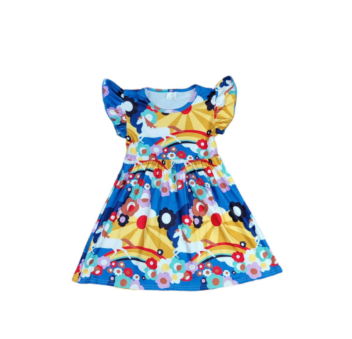 Painted Horse Long Flutter Milk Silk Dress