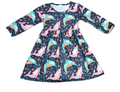 Bright Dolphin Long Sleeve Milk Silk Dress
