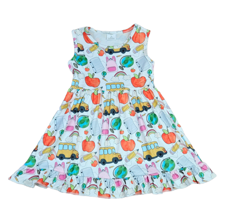 Back To School White Tank Ruffle Milk Silk Dress