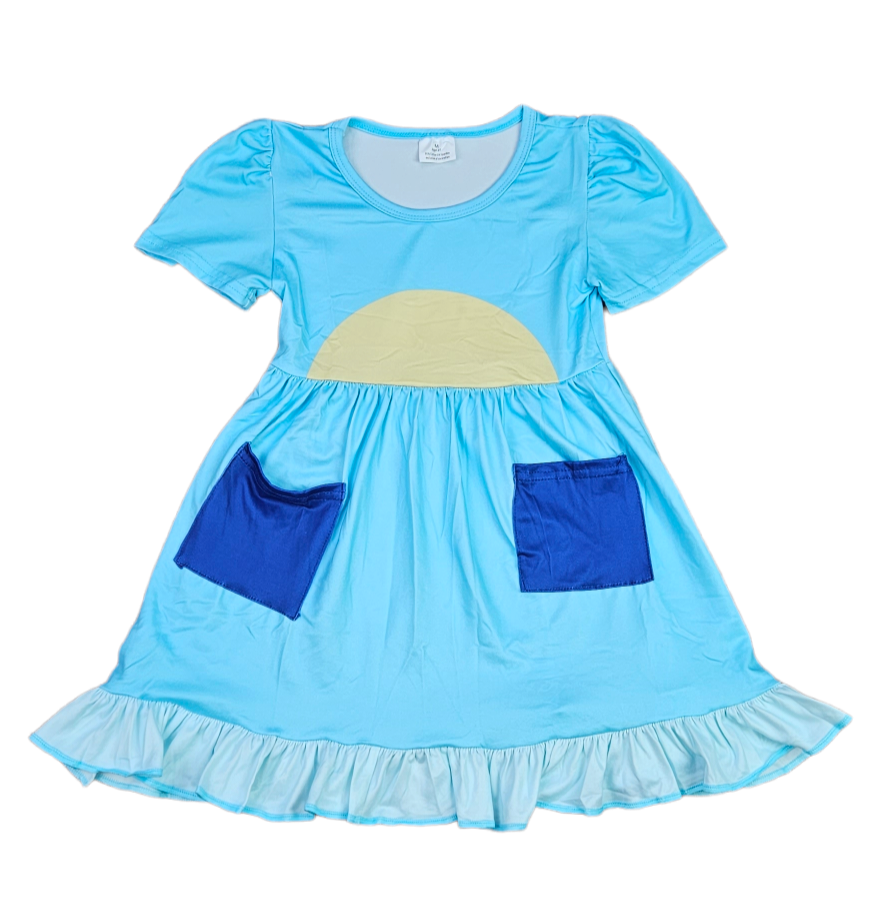 Blue Dog Milk Silk Ruffle Dress
