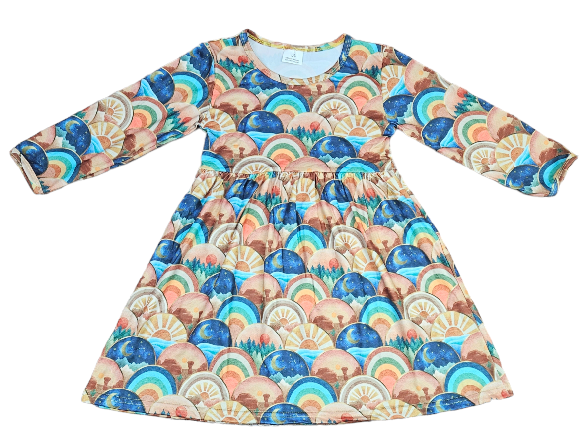 Boho Desert Long Sleeve Milk Silk Dress