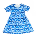 Space Ship Ball Short Sleeve Milk Silk Dress