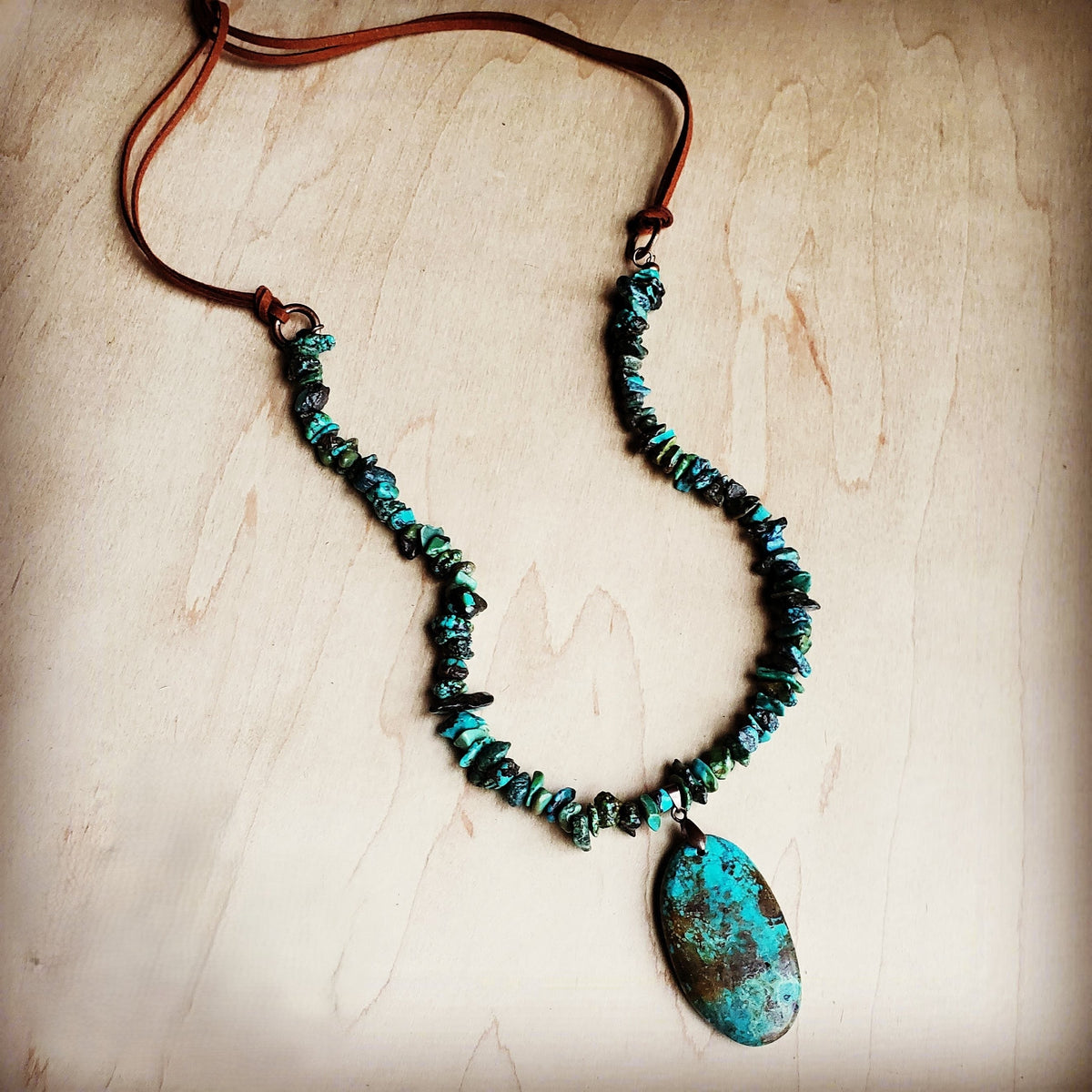 **Natural Turquoise Chunky Necklace with Large Natural Pendant 250f