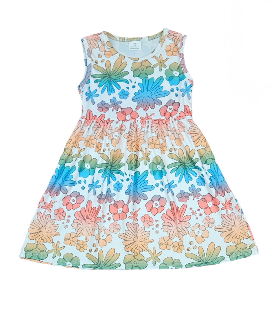 Summer Fun Floral Milk Silk Tank Dress