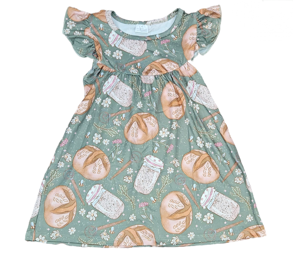 Sourdough Milk Silk Flutter Dress