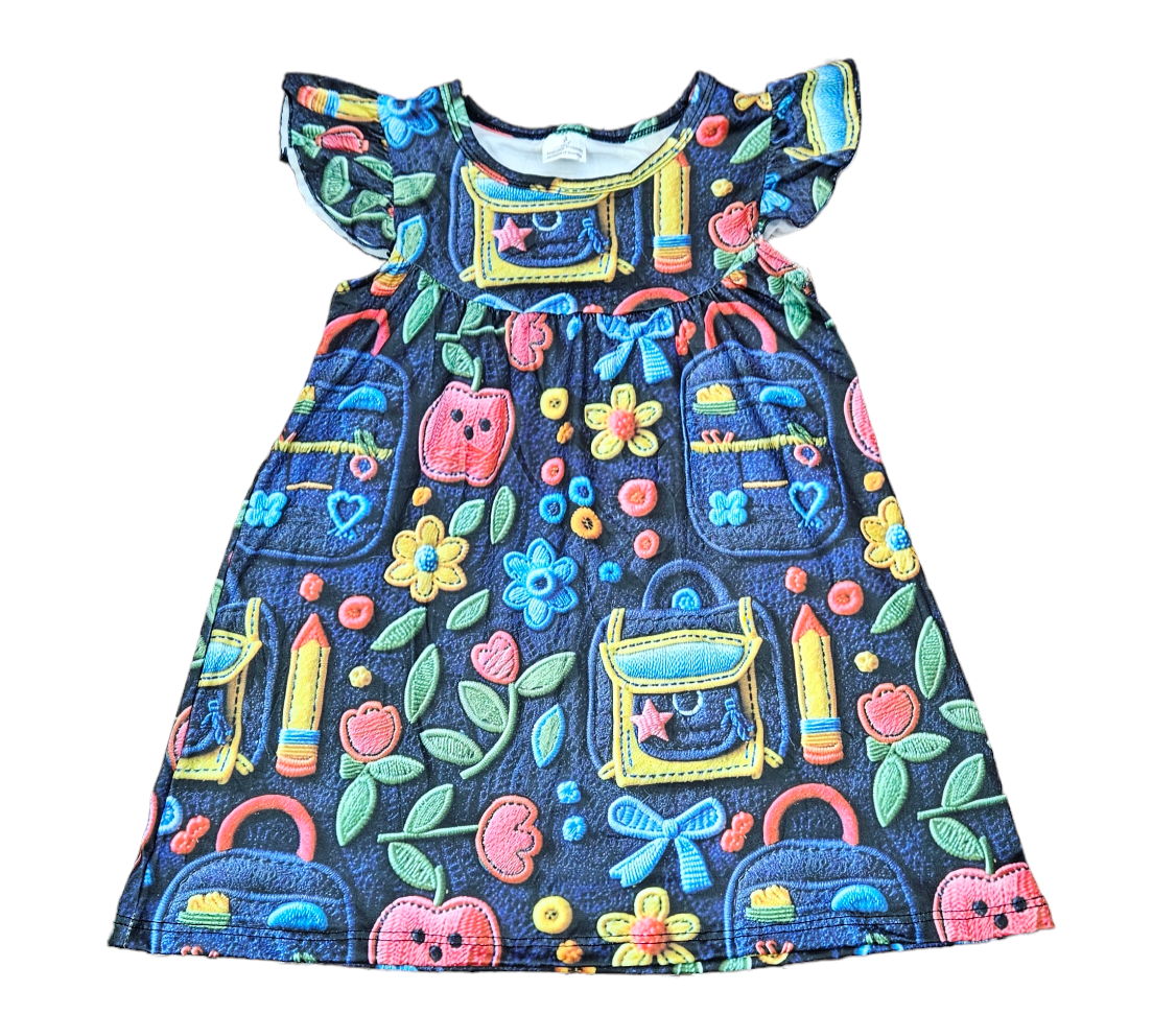 Stitched Back To School Milk Silk Flutter Dress