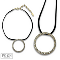 Round rhinestone pendant necklace - LC