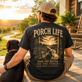 Porch Life Dogs Are Better on the Porch Comfort Colors Black T-Shirt | Country Dog Lover Graphic Tee