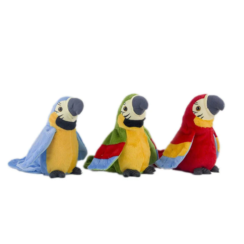 Talking Macaw Parrot Plush Toy — Interactive Electronic Repeating Bird with Waving Wings & Swaying Head, Soft Stuffed Animal
