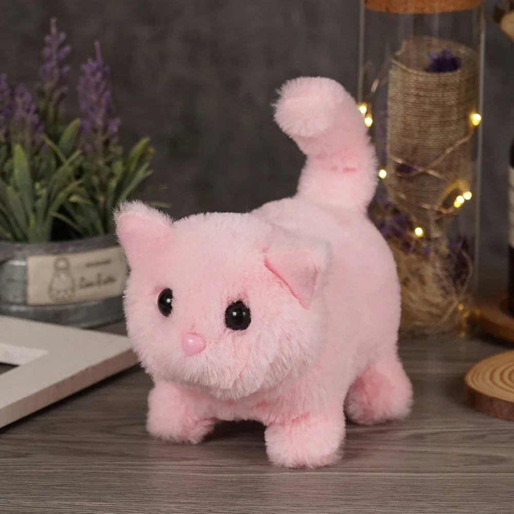 Simulation Interactive Cat Plush Toy – Walking, Tail Wagging, Head Shaking – Electronic Stuffed Doll Gift