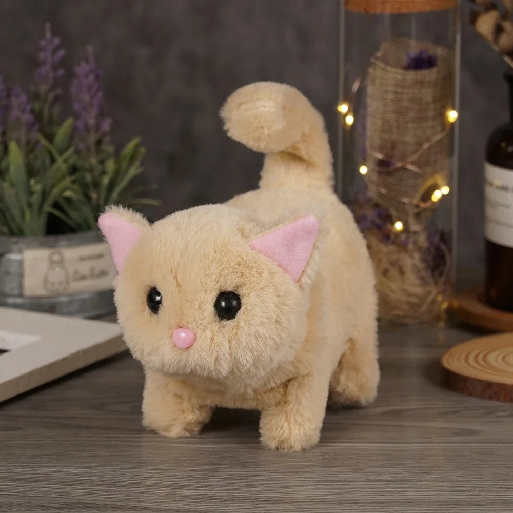 Simulation Interactive Cat Plush Toy – Walking, Tail Wagging, Head Shaking – Electronic Stuffed Doll Gift