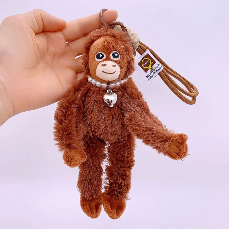 8-Inch Cute Little Monkey Plush Pendant – Soft Stuffed Animal Backpack and Bag Keychain