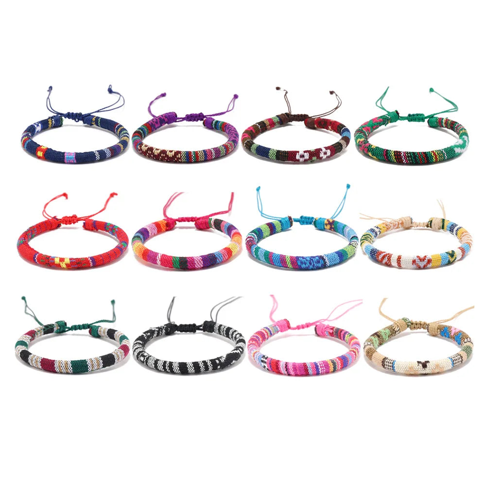 12Pcs Bohemian Surfer Beach Bracelet Set Men & Women Braided Boho Summer Bracelets Handmade Festival Jewelry Accessories
