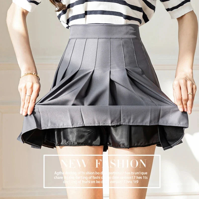 White Women Pleated Skirts Summer High Waist Zipper Girls Dancing JK Mini Skirts Black Fashion Student A Line Faldas 2024