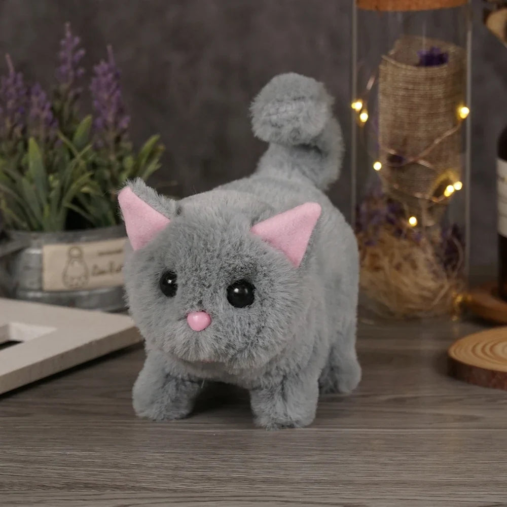 Simulation Interactive Cat Plush Toy – Walking, Tail Wagging, Head Shaking – Electronic Stuffed Doll Gift